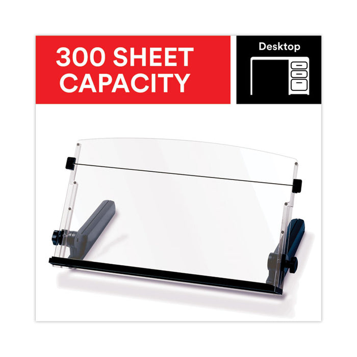 In-Line Document Holder with 18" Wide Backplate, Holds Up to 300 Legal Size Sheets, Plastic, Black/Clear