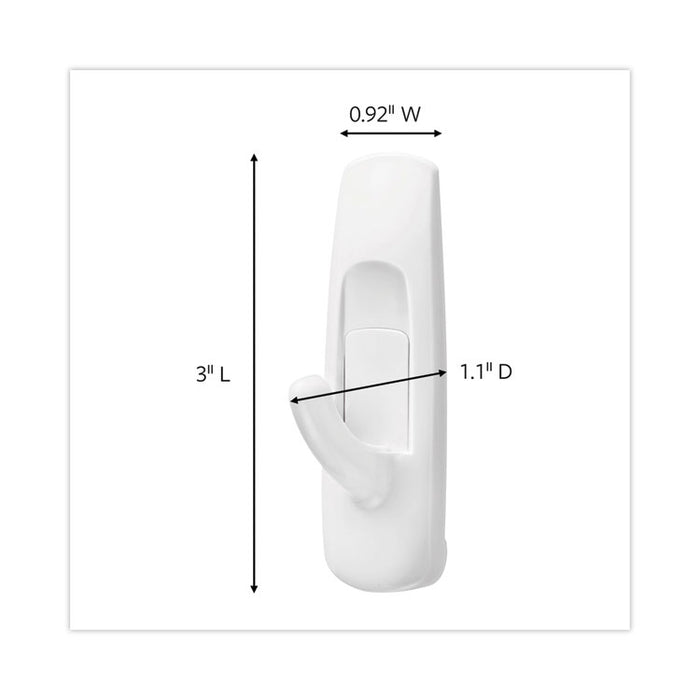 Medium Utility Hooks, Plastic, White, Supports 3 lb, 6/Pack