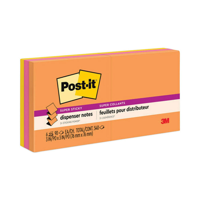 Pop-up 3 x 3 Note Refill, 3" x 3", Energy Boost Collection Colors, 90 Sheets/Pad, 6 Pads/Pack