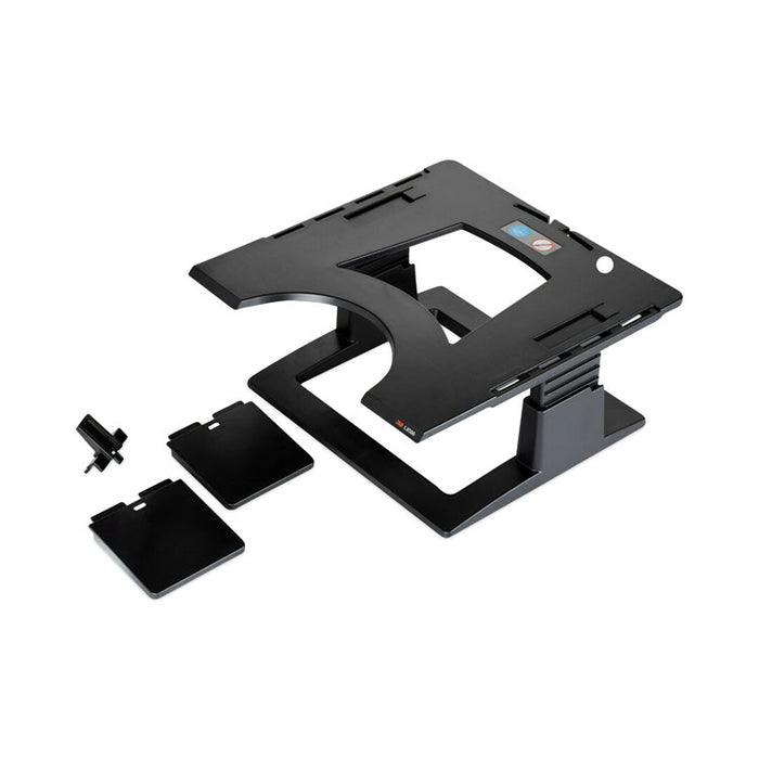Adjustable Notebook Riser, 13" x 13" x 4" to 6", Black, Supports 20 lbs