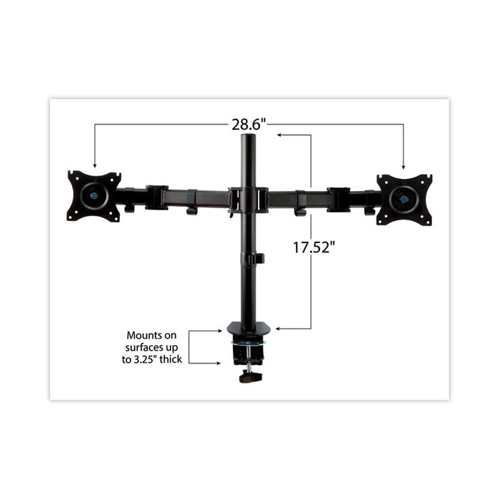 Dual Monitor Mount, For 27" Monitors, 360 Degree Rotation, +45 Degree/-45 Degree Tilt, 90 Degree Pan, Black, Supports 20 lb