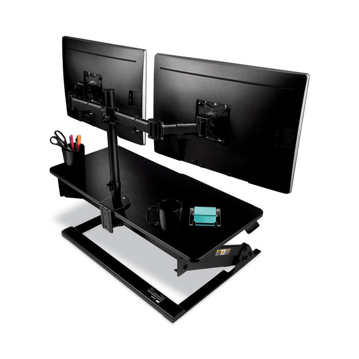 Dual Monitor Mount, For 27" Monitors, 360 Degree Rotation, +45 Degree/-45 Degree Tilt, 90 Degree Pan, Black, Supports 20 lb