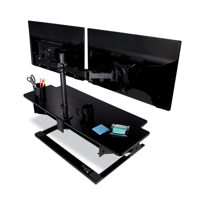 Dual Monitor Mount, For 27" Monitors, 360 Degree Rotation, +45 Degree/-45 Degree Tilt, 90 Degree Pan, Black, Supports 20 lb