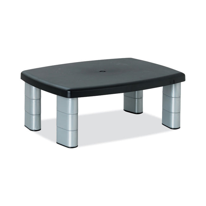Adjustable Height Monitor Stand, 15" x 12" x 2.63" to 5.78", Black/Silver, Supports up to 80 lbs