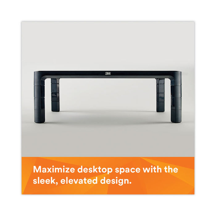 Adjustable Monitor Stand, 16" x 12" x 1.75" to 5.5", Black, Supports 20 lbs