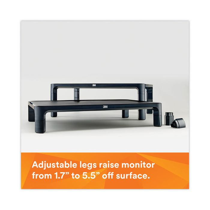 Adjustable Monitor Stand, 16" x 12" x 1.75" to 5.5", Black, Supports 20 lbs