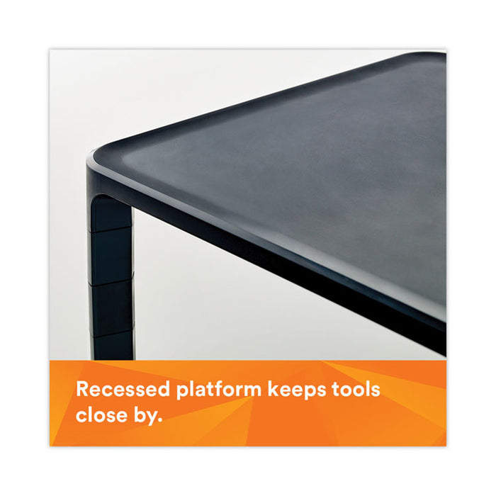 Adjustable Monitor Stand, 16" x 12" x 1.75" to 5.5", Black, Supports 20 lbs