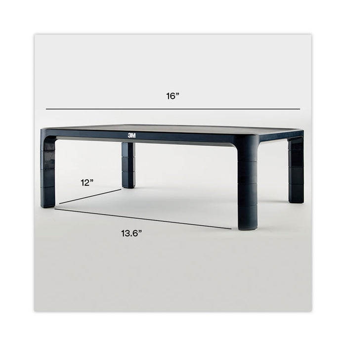 Adjustable Monitor Stand, 16" x 12" x 1.75" to 5.5", Black, Supports 20 lbs