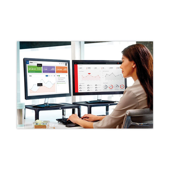 Adjustable Monitor Stand, 16" x 12" x 1.75" to 5.5", Black, Supports 20 lbs