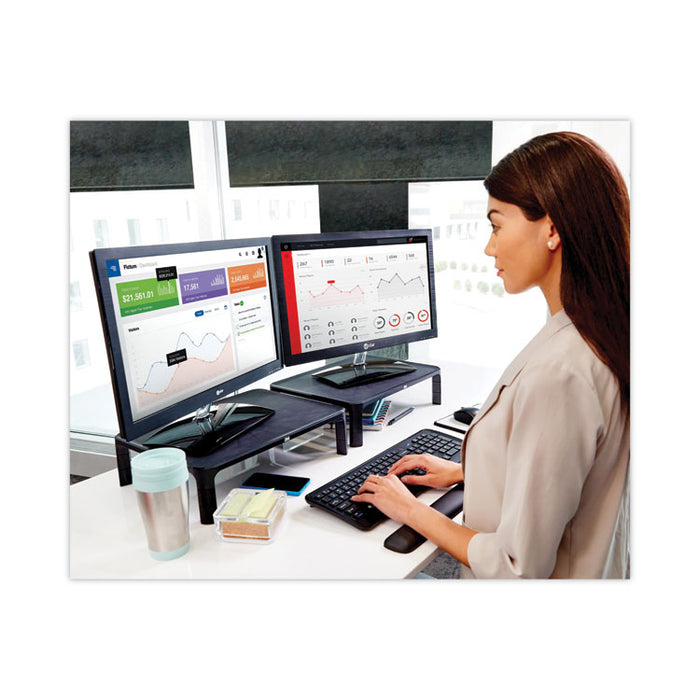 Adjustable Monitor Stand, 16" x 12" x 1.75" to 5.5", Black, Supports 20 lbs