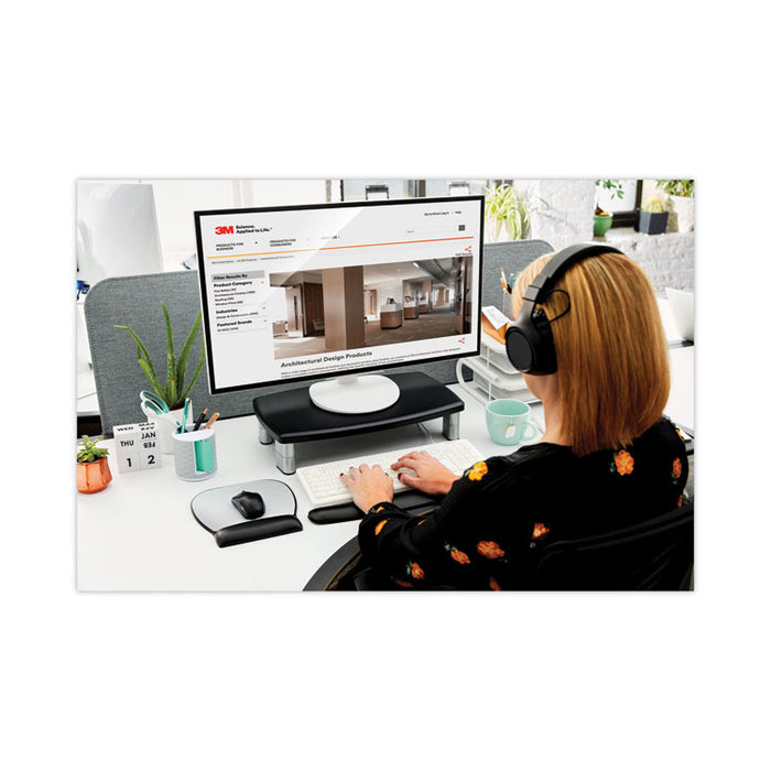 Extra-Wide Adjustable Monitor Stand, 20" x 12" x 1" to 5.78", Silver/Black, Supports 40 lbs