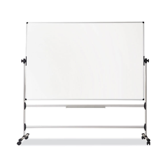 Earth Silver Easy Clean Mobile Revolver Dry Erase Boards, 36" x 48", White Surface, Natural Steel Frame