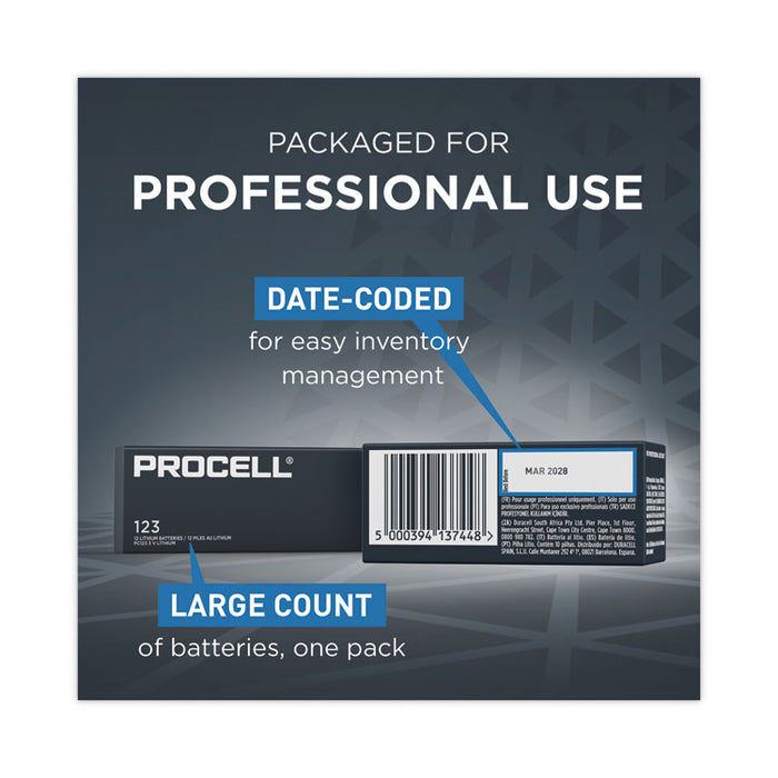 Professional Lithium Batteries, CR123, For Camera, 3 V, 12/Box