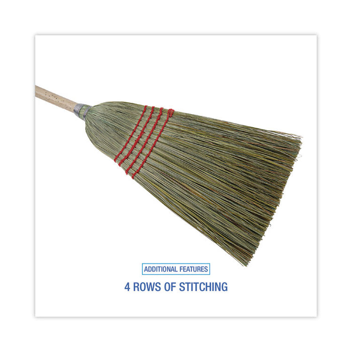 Mixed Fiber Maid Broom, Mixed Fiber Bristles, 55" Overall Length, Natural