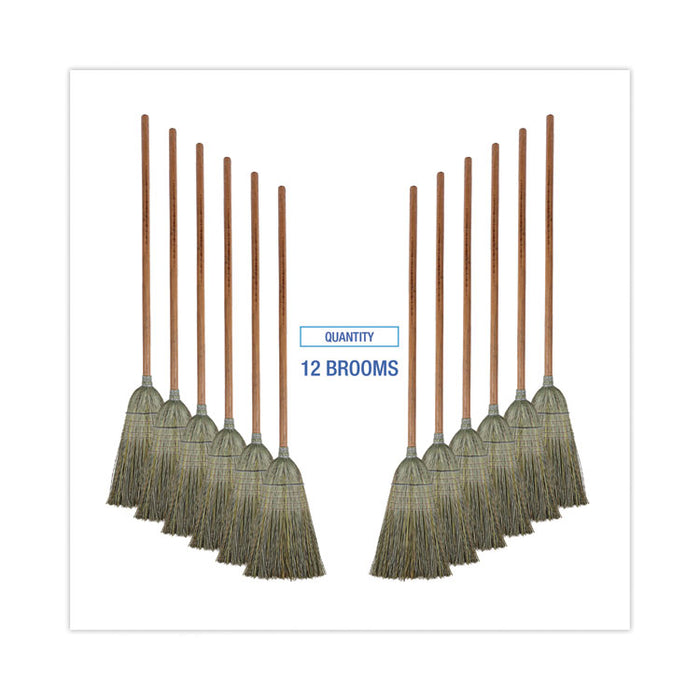 Warehouse Broom, Yucca Corn Fiber Bristles, 56" Overalll Length, Natural, 12/Carton