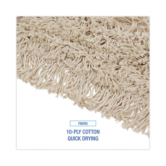 Industrial Dust Mop Head, Cotton, 24 x 3, White