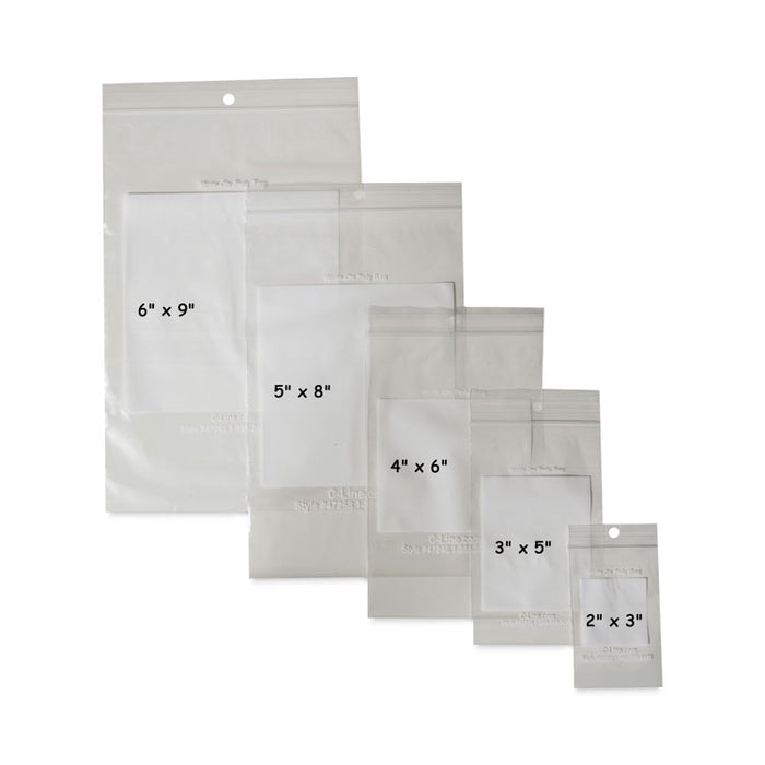 Write-On Poly Bags, 2 mil, 2" x 3", Clear, 1,000/Carton