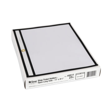 Stitched Shop Ticket Holders, Super Heavy-Duty, Top Load 11 x 8.5 Insert, Clear Front, Black Border, 25/Box