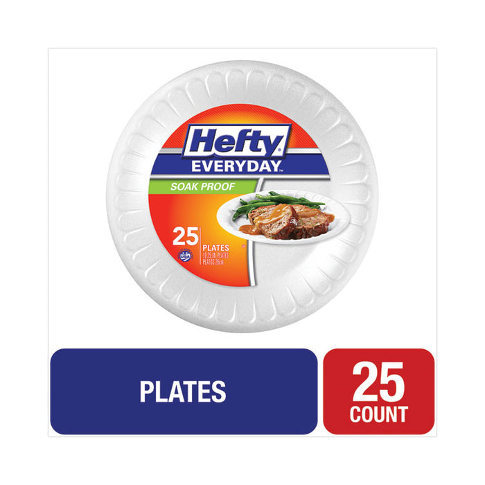 Soak Proof Tableware, Plate, Foam, 10.25" dia, White, 25/Pack, 10 Packs/Carton