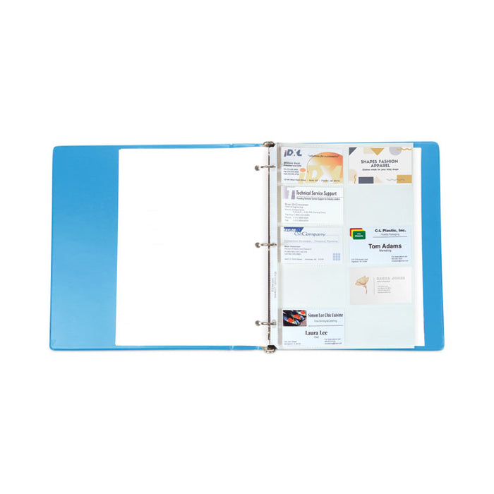 Business Card Binder Pages, For 2 x 3.5 Cards, Clear, 20 Cards/Sheet, 10 Sheets/Pack