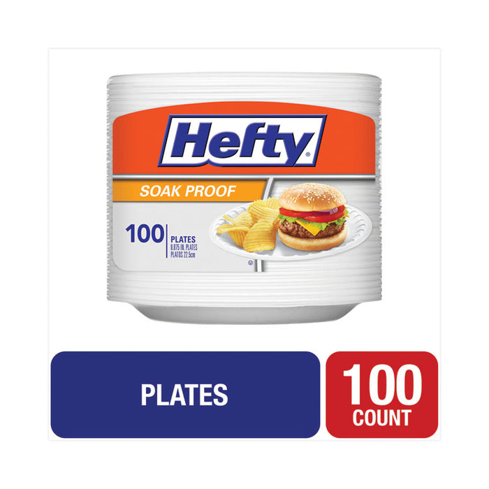 Soak Proof Tableware, Plate, Foam, 8.88" dia, White, 100/Pack, 6 Packs/Carton