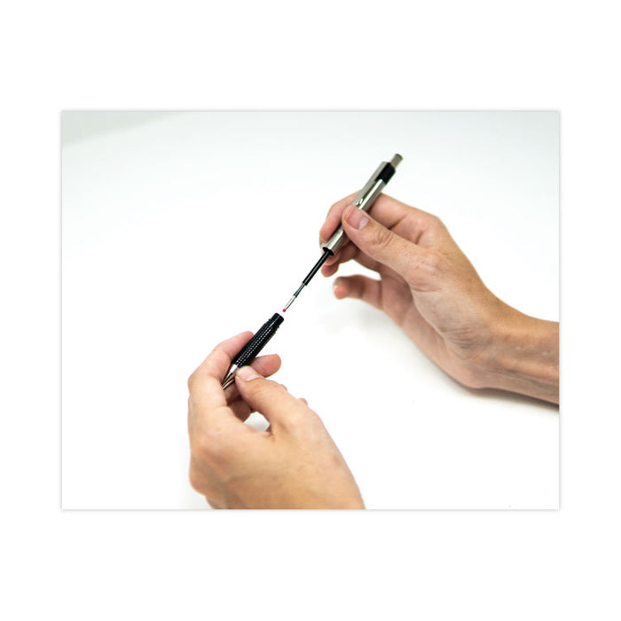 F-301 Ballpoint Pen, Retractable, Fine 0.7 mm, Blue Ink, Stainless Steel/Blue Barrel