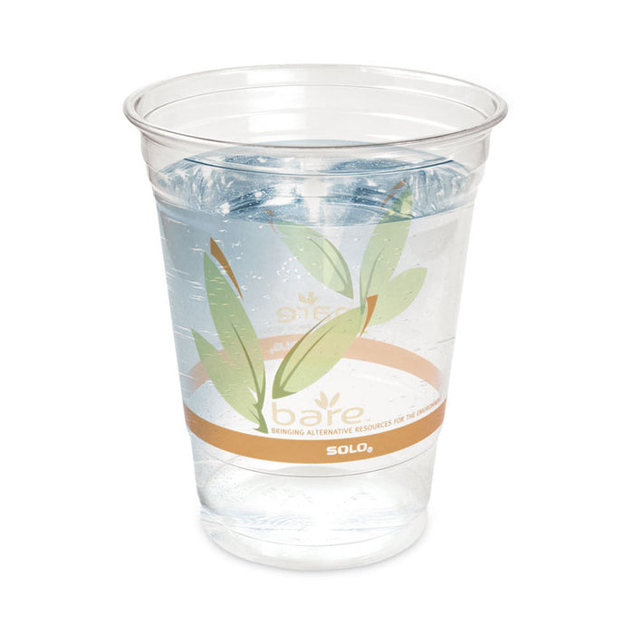 Bare Eco-Forward RPET Cold Cups, Squat, ProPlanet Seal, 12 oz to 14 oz, Plastic, Leaf Design, 50/Pack, 20 Packs/Carton
