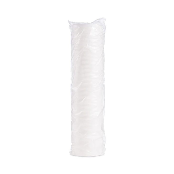 Plastic Lids for Foam Containers, Vented, Fits 3.5 oz to 6 oz, White, 100/Pack, 10 Packs/Carton