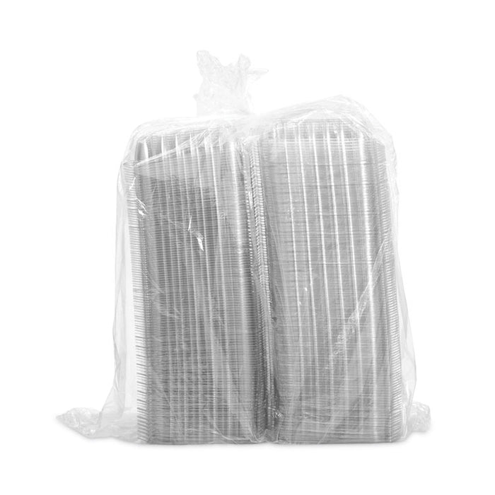 ClearSeal Hinged-Lid Plastic Containers, 8.31 x 8.31 x 2, Clear, Plastic, 125/Bag, 2 Bags/Carton