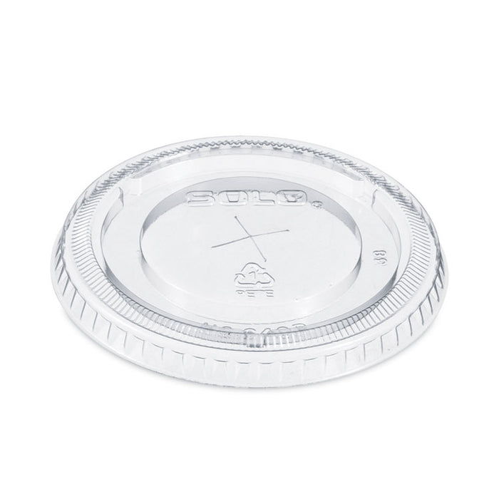 PETE Flat Straw-Slot Cold Cup Lids, Fits 12 oz Cold Cups, Plastic, Clear, 100/Pack, 25 Packs/Carton