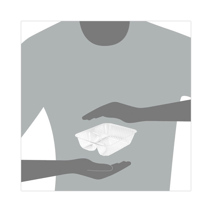 ClearPac Small Nacho Tray, 2 Compartments, 5 x 6 x 1.5, Clear, Plastic, 125/Bag, 4 Bags/Carton