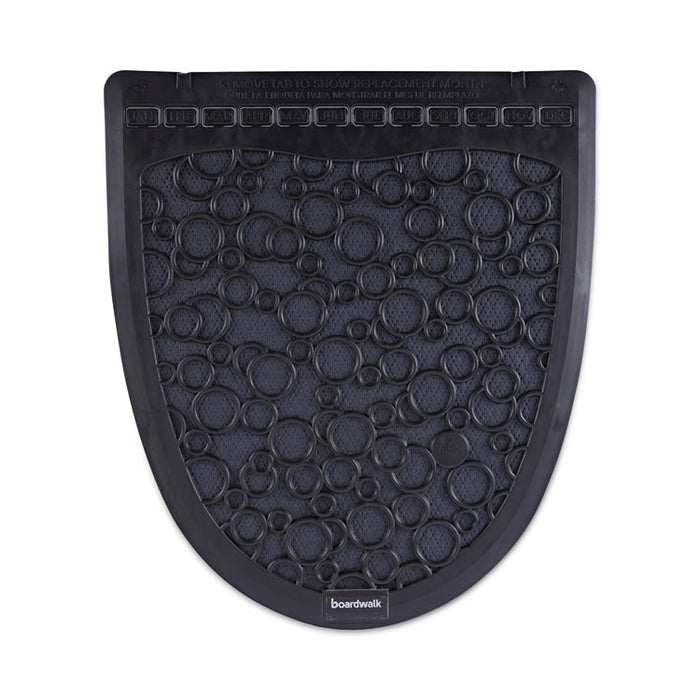 Disposable Urinal Floor Mat 2.0, Shield-Shaped, Black/Gray Slip-Resistant Surface, 17.5" x 20", 6/Carton