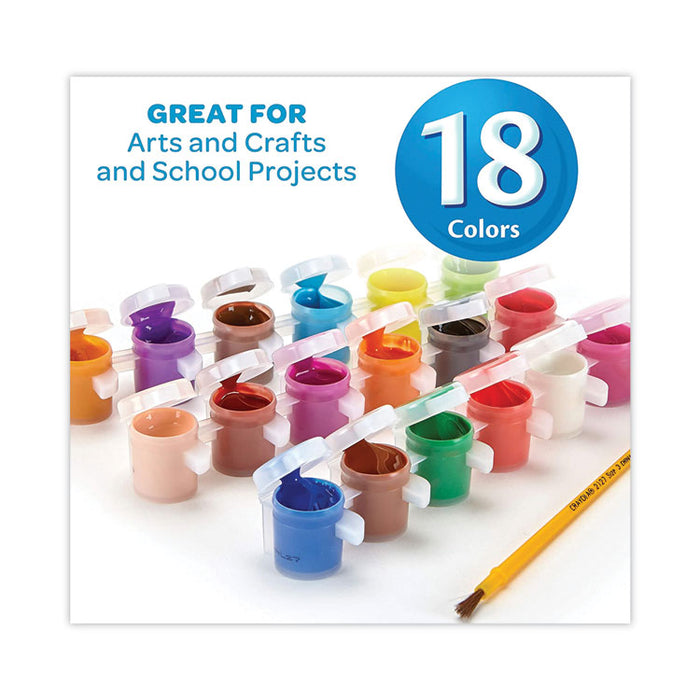 Washable Paint, 18 Assorted Colors, Interconnected 3 oz Cups