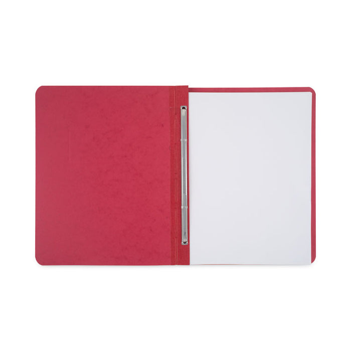 Pressboard Report Cover with Tyvek Reinforced Hinge, Two-Piece Prong Fastener, 3" Capacity, 8.5 x 11, Red/Red