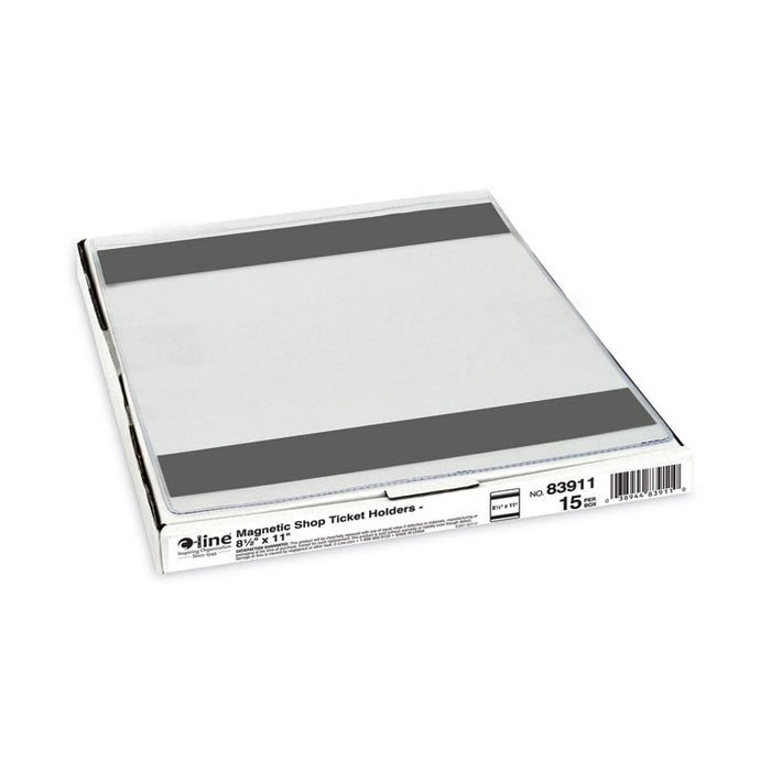 Magnetic Shop Ticket Holders, Super Heavy-Duty, Top Load 8.5 x 11 Insert, Clear Front, 15/Box