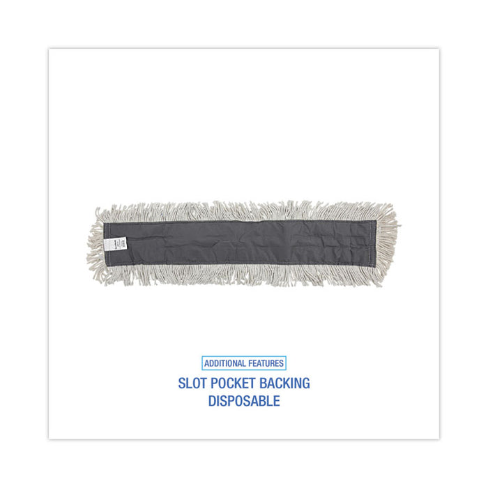 Disposable Dust Mop Head w/Sewn Center Fringe, Cotton/Synthetic, 36 x 5, White