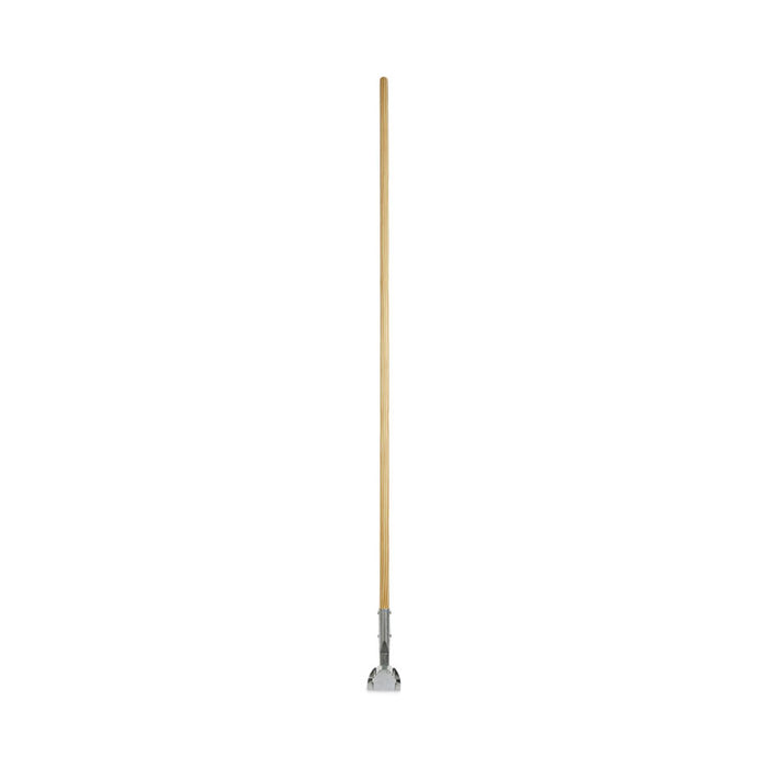 Clip-On Dust Mop Handle, Lacquered Wood, Swivel Head, 1" dia x 60", Natural