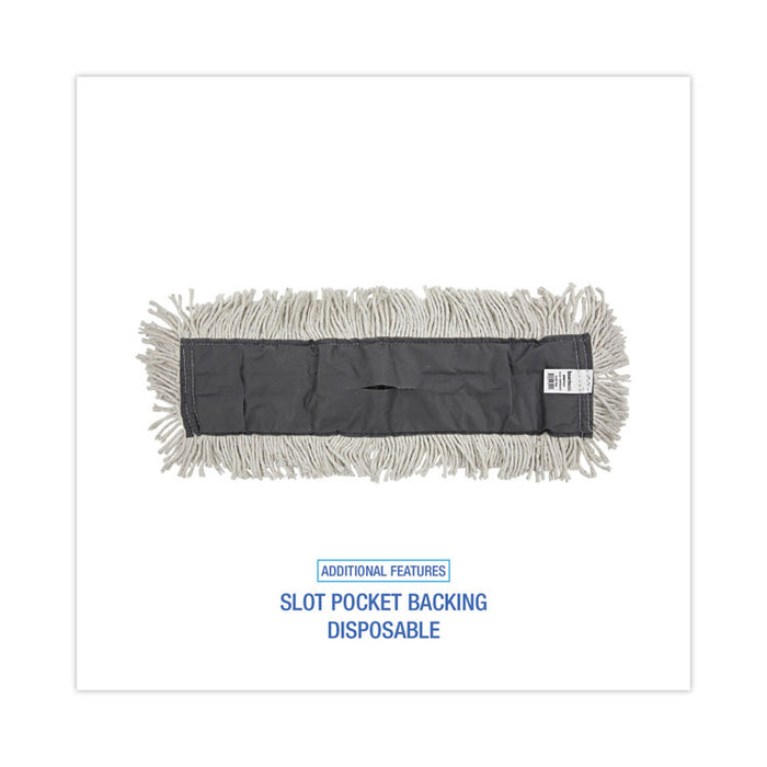 Disposable Cut End Dust Mop Head, Cotton/Synthetic, 24 x 5, White