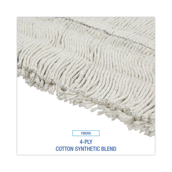 Disposable Dust Mop Head w/Sewn Center Fringe, Cotton/Synthetic, 36 x 5, White