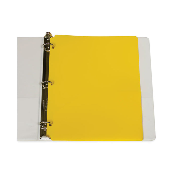 Two-Pocket Heavyweight Poly Portfolio Folder with Three-Hole Punch, Accommodates 11 x 8.5 Sheets, Yellow, 25/Box