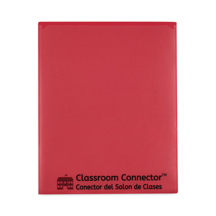 Classroom Connector Folders, Accommodates 11 x 8.5 Sheets, Red, 25/Box