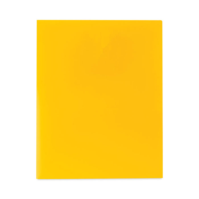 Two-Pocket Heavyweight Poly Portfolio Folder, Accommodates 11 x 8.5 Sheets, Yellow, 25/Box
