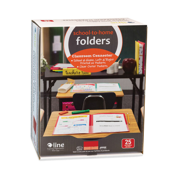 Classroom Connector Folders, Accommodates 11 x 8.5 Sheets, Red, 25/Box