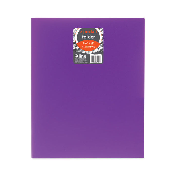 Two-Pocket Heavyweight Poly Portfolio Folder, Accommodates 11 x 8.5 Sheets, Purple, 25/Box