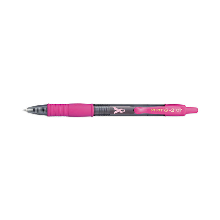 G2 Premium Breast Cancer Awareness Gel Pen, Retractable, Fine 0.7 mm, Black Ink, Smoke/Pink Barrel, 2/Pack