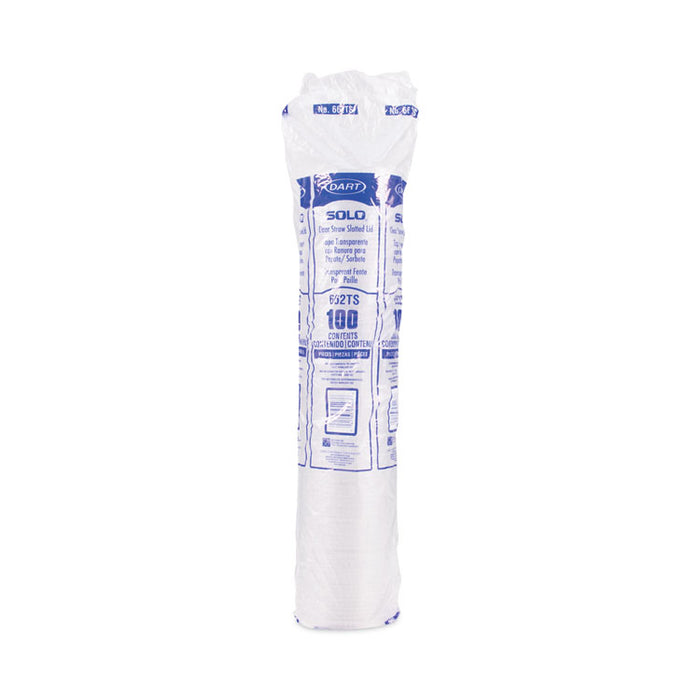 Straw-Slot Cold Cup Lids, Fits 9 oz to 20 oz Cold Cups, Plastic, Clear, 100/Pack