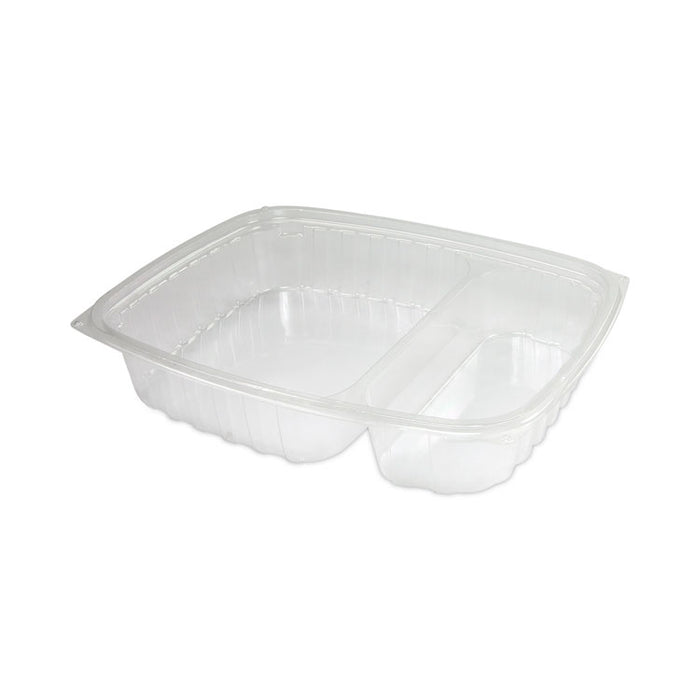 ClearPac Containers, 2 Compartments, 32.8 oz, 7.4 x 9 x 1.7, Clear, Plastic, 63/Pack, 4 Packs/Carton
