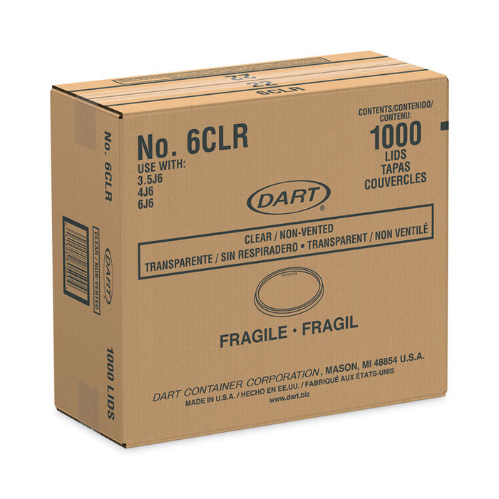 Non-Vented Container Lids, Clear, Plastic, 100/Pack, 10 Packs/Carton
