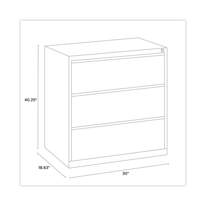 Lateral File, Three Legal/Letter/A4-Size File Drawers, 30" x 18.62" x 40.25", Black