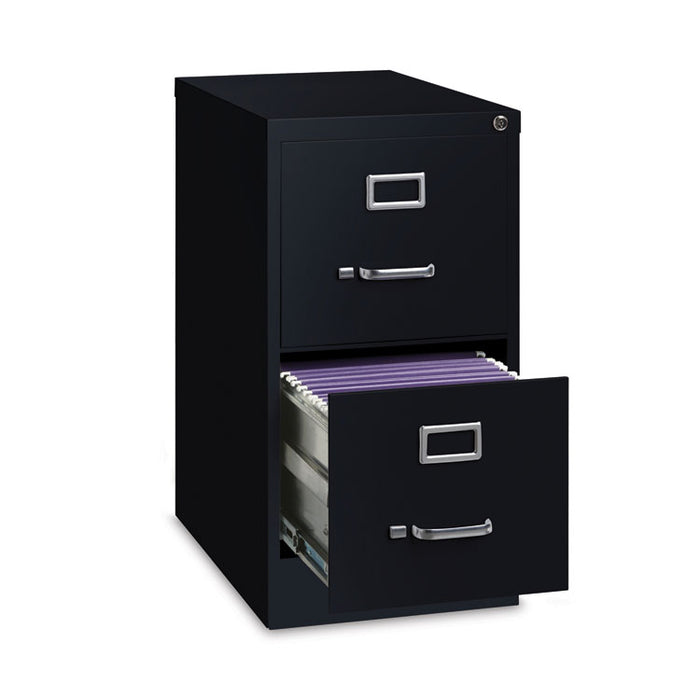 Two-Drawer Economy Vertical File, Letter-Size File Drawers, Black, 15" x 22" x 28.37"